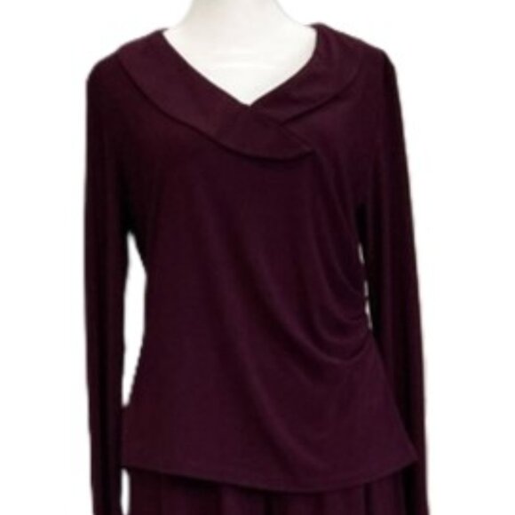 Rich Burgundy Matching Set with Tunic Top & Pull-on Palazzo Pants | Small - Picture 1 of 8